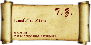 Tamás Zina névjegykártya